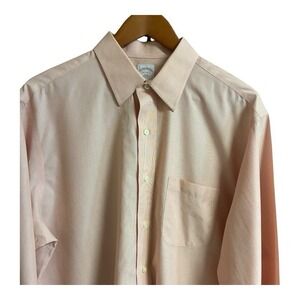 Brooks Brothers 346 Mens Dress Button Down Shirt 16‎ 1/2-4/5 (XL) Peach Cotton